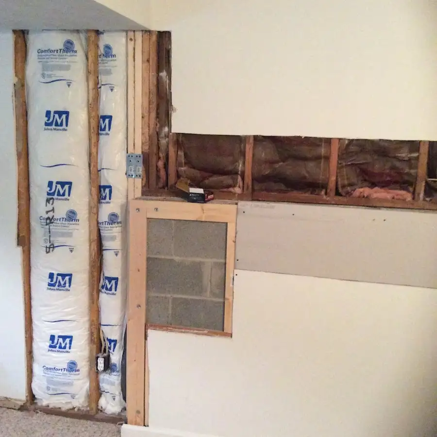 Wall insulation replacement during Basement Flood Cleanup in North Fair Oaks